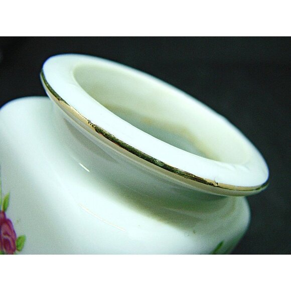 Vintage Hand Painted Floral Apothecary Trinket Ceramic Jar White Violet Flowers - Picture 4 of 10